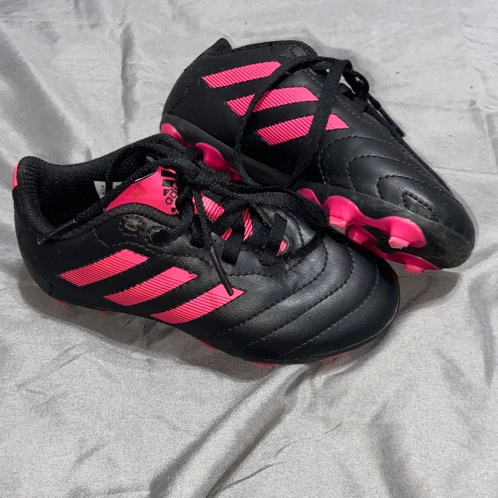 adidas Kids Black and Pink Soccer Cleats